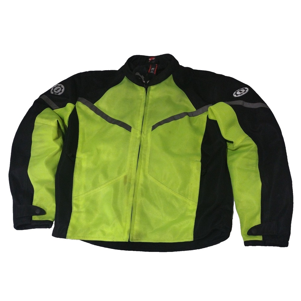 First Gear Men's Motorcycle Jacket Hi-Viz Yellow (size Medium) Armored Pads